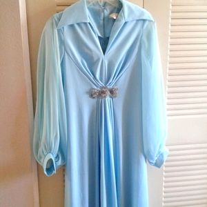 Vintage 1960s Powder Blue Formal Dress